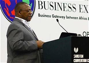 Sello Rasethaba, CEO of Xpanse Investments, speaking at a business expo