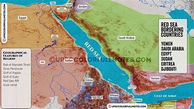 Map of the Red Sea and the countries that border it