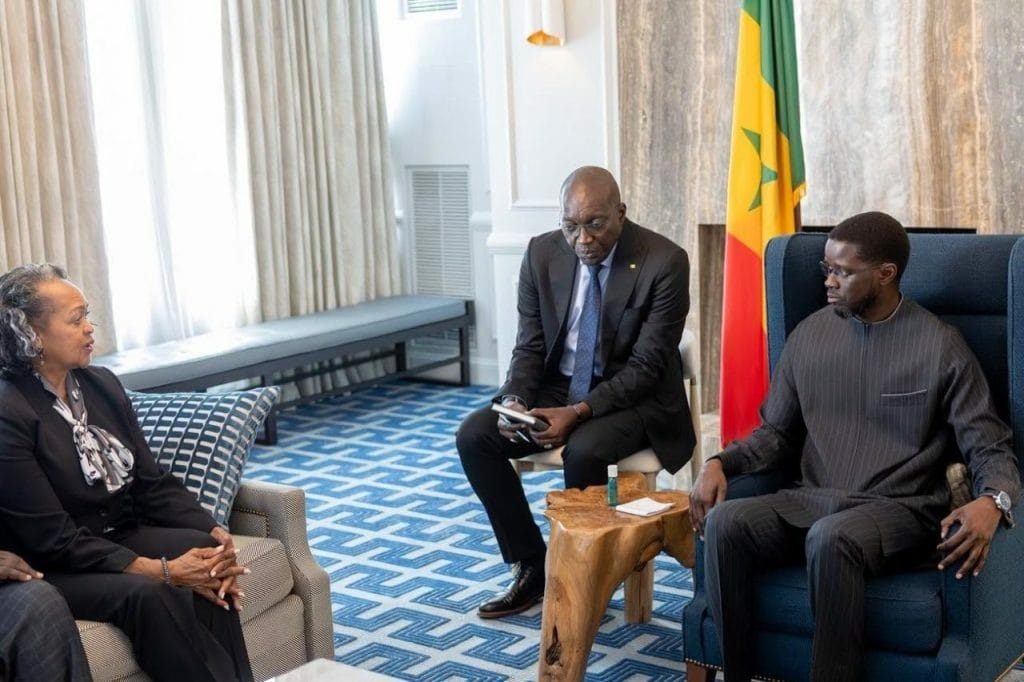 Senegalese President Bassirou Diomaye Faye meeting Corporate Council on Africa representatives in Washington