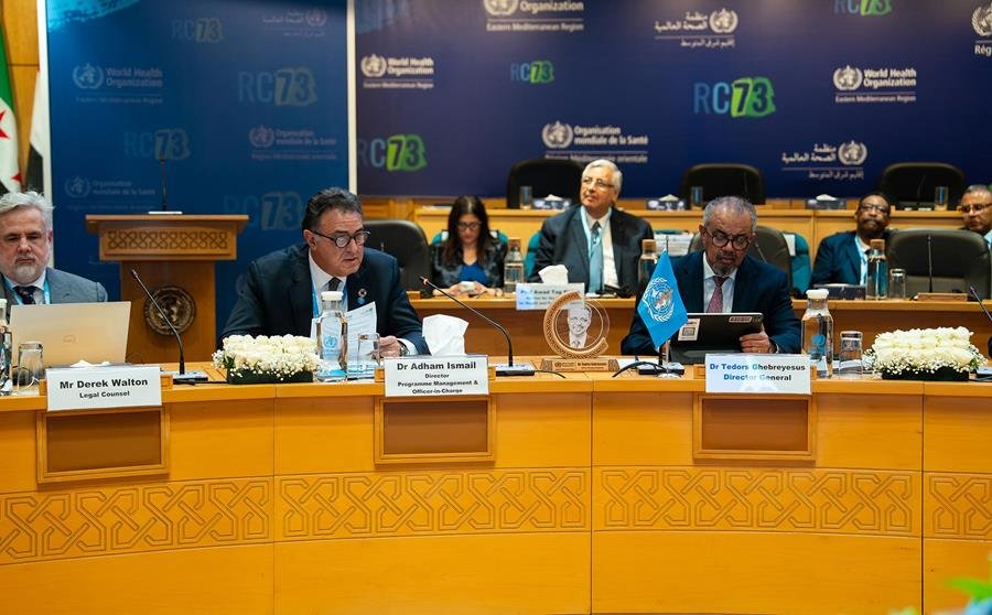 WHO officials at the seventy-third session of the Regional Committee for the Eastern Mediterranean